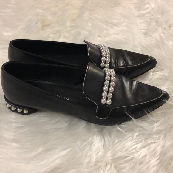 Black and Pearl Stuart Weitzman Flats/Loafers - Picture 2 of 8
